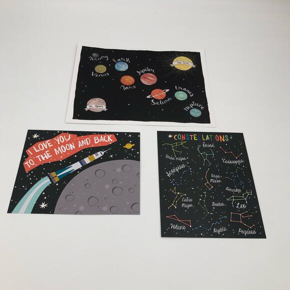 Lucy Darling Set of Three Space Themed Prints Ready to Frame Nursery Bedroom - Picture 2 of 13